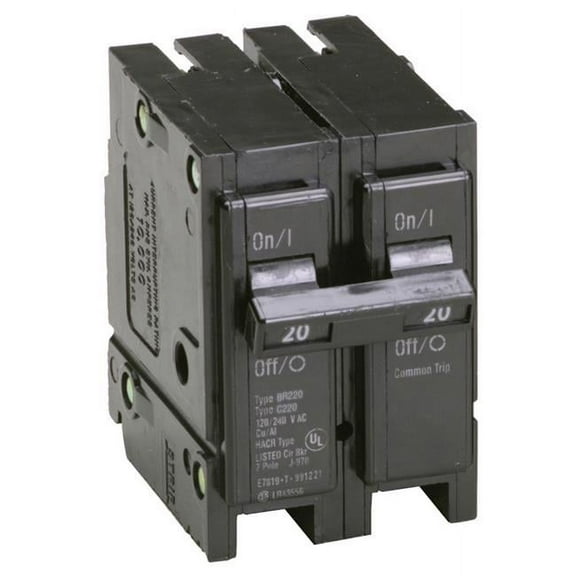 Eaton Cutler-Hammer BR220 BR-Series Circuit Breaker, 2-Pole, 120/240-VAC, 20-Amp