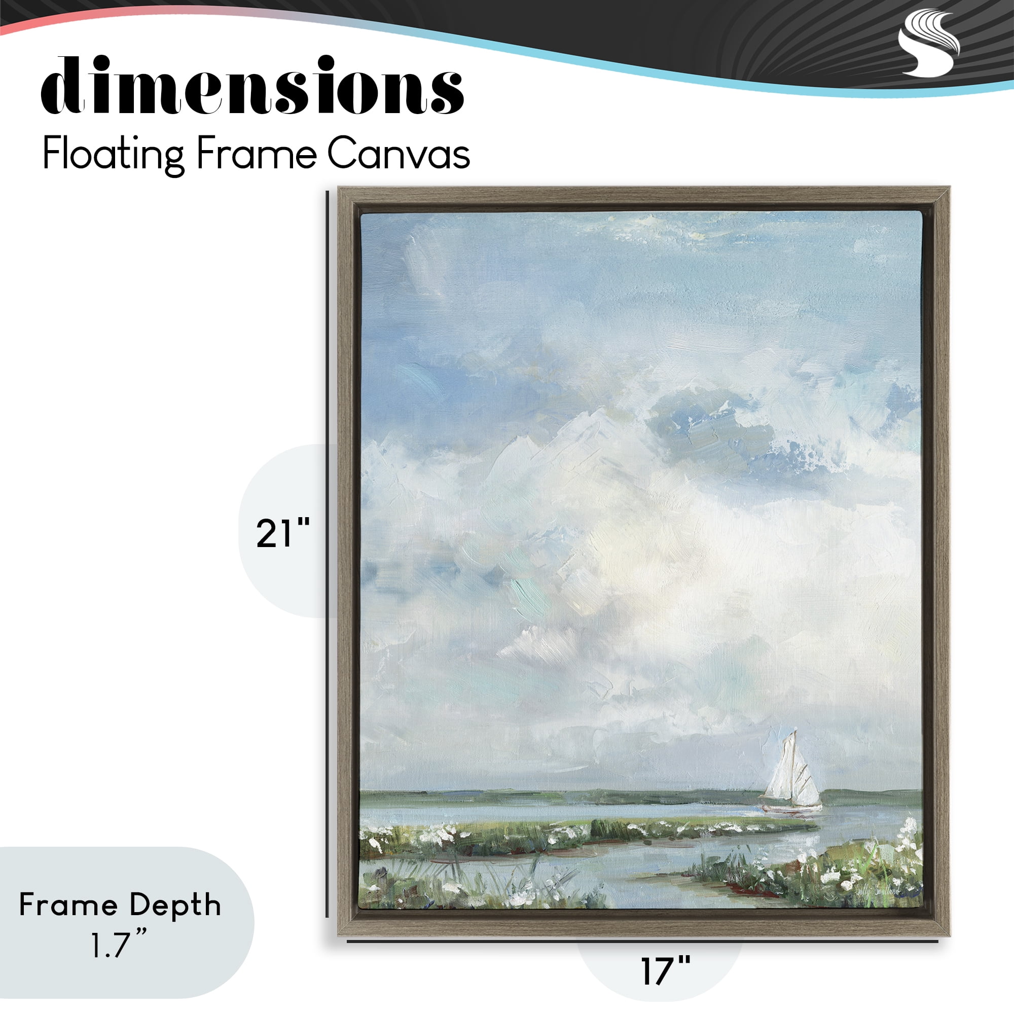 Stupell Industries Sailboat On Summer Marsh Brown Framed Floater Canvas Wall Art, design by Sally Swatland