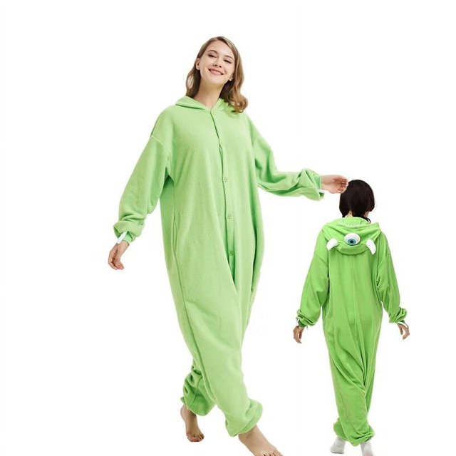 Adultos Unisex verde Mike Wazowski Kigurumi pijamas hombres traje divertido Anime Onesies traje pareja ropa de casa ropa de fiesta de Navidad