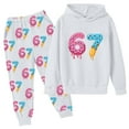 thumbnail image 5 of MEZZALL Girls 6 7 Printed Long Sleeve Hoodie Sweatshirt Tops And Jogger Pants Cute Casual Two Piece Outfit Toddlers Kids Soft Tracksuit Classic Children Fashion Clothes Sets, 5 of 5