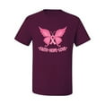 thumbnail image 2 of Wild Bobby, Butterfly Pink Ribbon Faith Hope Love, Breast Cancer Awareness, Men Graphic Tee, Maroon, Large, 2 of 5