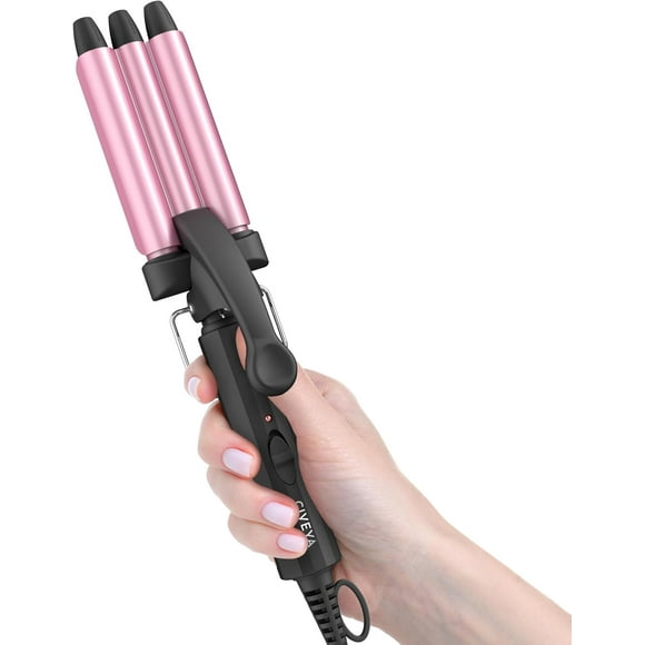 YIXIGGC Mini Hair Crimper for Women Beach Waves, Mini Waver Hair Tool, 3 Barrel Curling Iron 1/2 inch with Argan Oil Infused, Travel Friendly Small Crimper Hair Tool with Dual-Voltage, Easy to Use