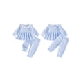 thumbnail image 2 of Loicainy Toddler Baby Girl Fall Clothes Set 6 12 18 24 Months 2T 3T 4T Striped Long Sleeve Babydoll Tops Pants Outfits, 2 of 9