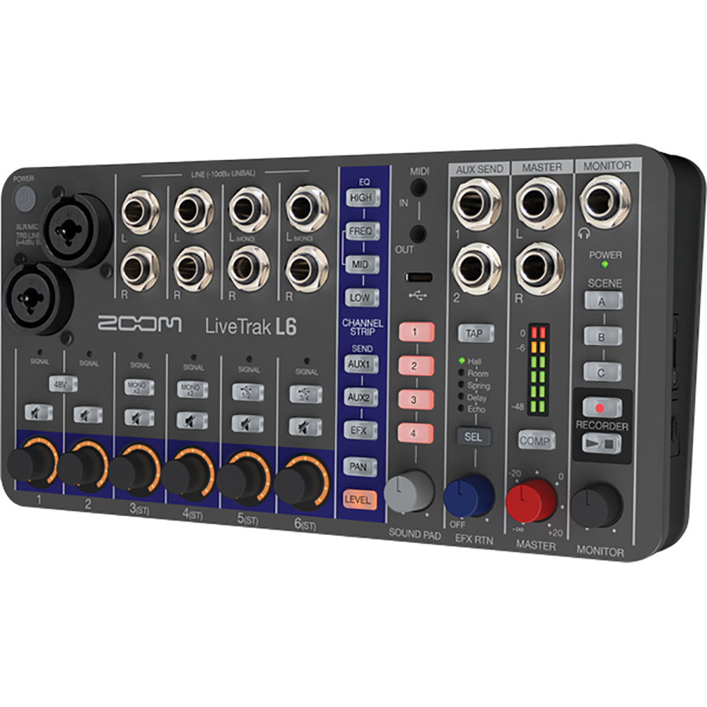 Zoom LiveTrak L-6 10-Channel Digital Mixer and Recorder