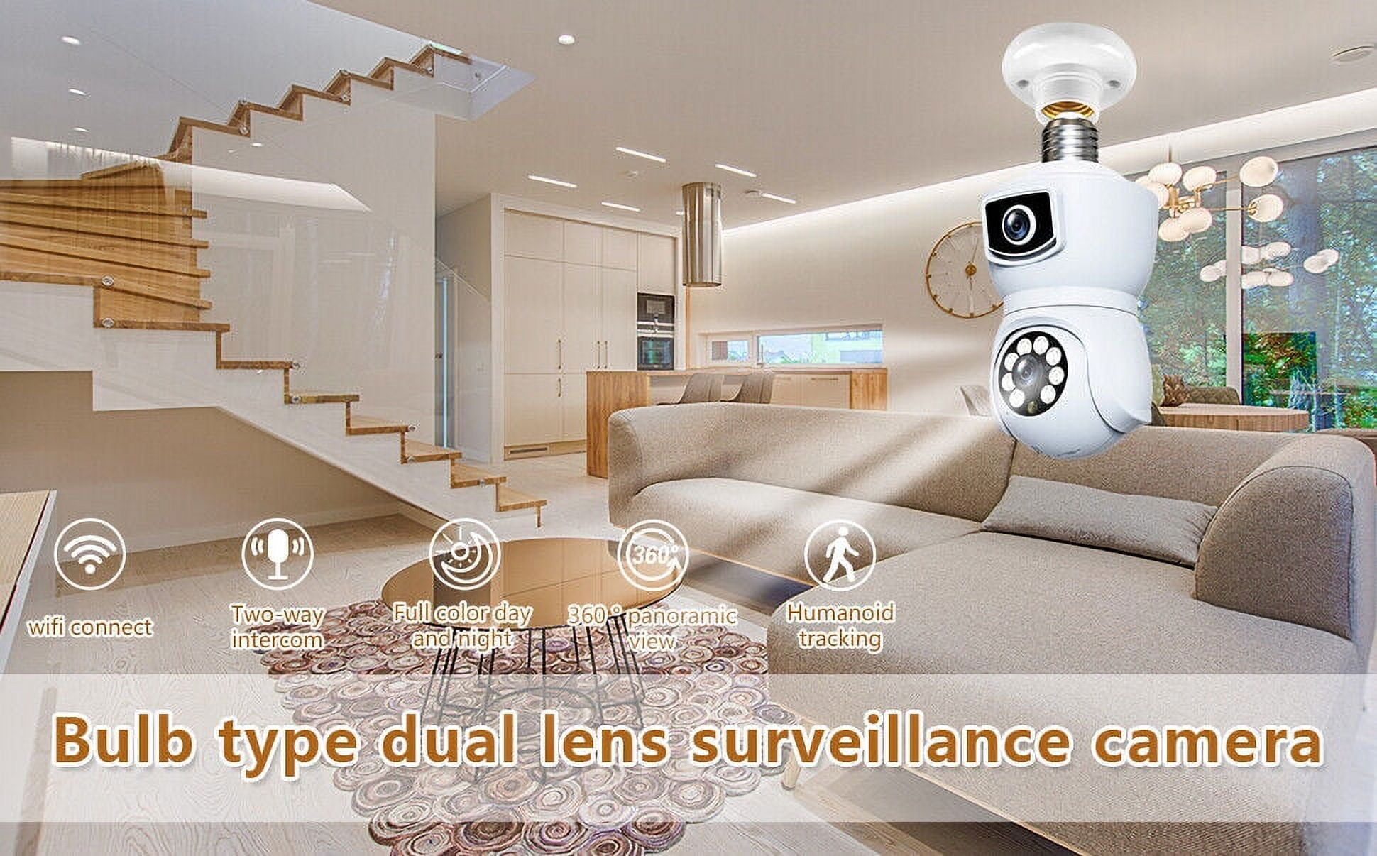 PTZ 2MP 1080P WIFI Camera Dual Lens Security Light Bulb Cam Baby Monitor E27