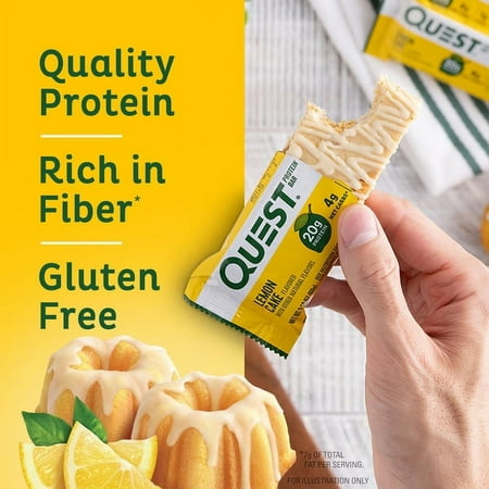 Quest Protein Bar, High Protein, Keto-Friendly, Lemon Cake, 12 Count