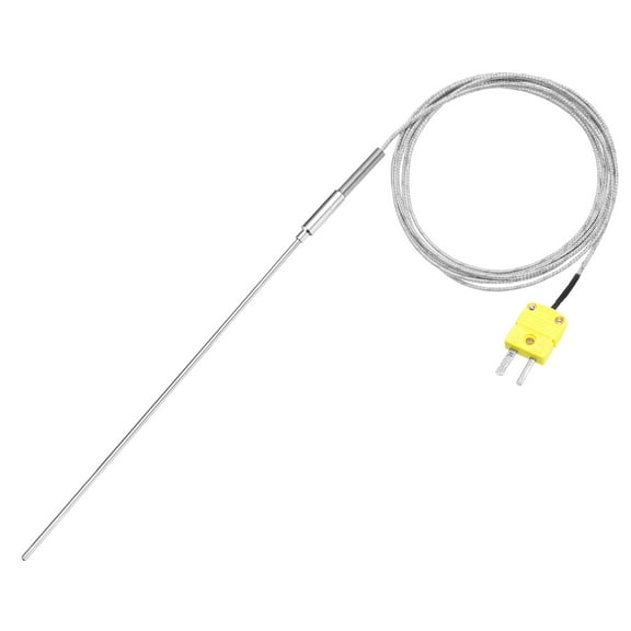 K Type Thermocouple with Plug, Meter Temperature Sensor Probe -40 to 1100°C(-40 to 2012°F) Stainless Steel, 2.5x300mm 6.6ft Wire