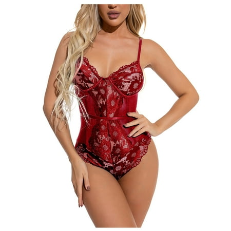 

YDKZYMD Women Sheer Lingerie Chemise With Sets Sexy Babydoll Underwear Teddy Bodysuit Set