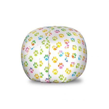 Dog Lover Storage Toy Bag Chair  Animal Footprint Colorful Abstract Puppy Paws Grunge Elements Paintbrush Effect  Stuffed Animal Organizer Washable Bag  Small Size  Multicolor  by Ambesonne