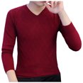thumbnail image 5 of YDLCAFD Men V Neck Sweater Solid Color Jacquard V Neck Pullover Sweater, 5 of 5