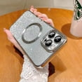 thumbnail image 2 of Case for iPhone 12 Pro Max Compatible with MagSafe,Bling Luxury Glitter for iPhone 12 Pro Max Case Magnetic with Camera Protector Shockproof Women 6.7''-Silver, 2 of 13