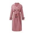 thumbnail image 4 of Women Jacket Double Breasted Trench Coat Elegant Long Sleeve Lapel With Belt 2025 Fall Coat, 4 of 5