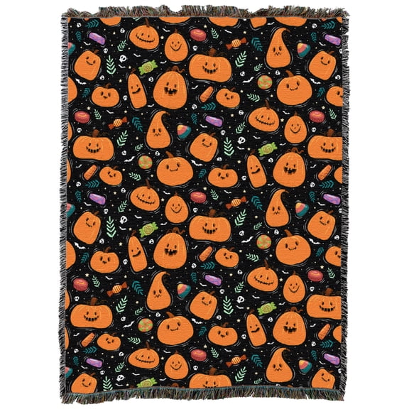 Pure Country Weavers Pumpkins Halloween Candy Large Tapestry Throw Woven from Cotton - Made in The USA (72x54)