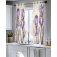 thumbnail image 5 of Purple Iris Sheer Curtains 45 Inch Length 2 Panels Set for Living Room/Bedroom, Spring Vintage Butterfly Leaves Flowers Beige Kitchen Curtains Grommet Semi-Sheer Curtains Window Treatments 42"x45"x2, 5 of 7