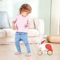 thumbnail image 4 of Hape: Pull Along - Bunny - White & Red - Wooden Animal Toy, Rubber Rimmed Wheels, Encourages Walking, Push & String Pull, Kid Baby Toddler, Age 12 mo+, 4 of 5