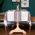 thumbnail image 5 of Tablecloths For Rectangle Tables,Cotton Linen Striped Tablecloth With Tassel Washable,Stain Resistant Table Covers For Dining Room Kitchen Picnic Garden Yard Outdoor-Red-140x220cm(55x87"), 5 of 9