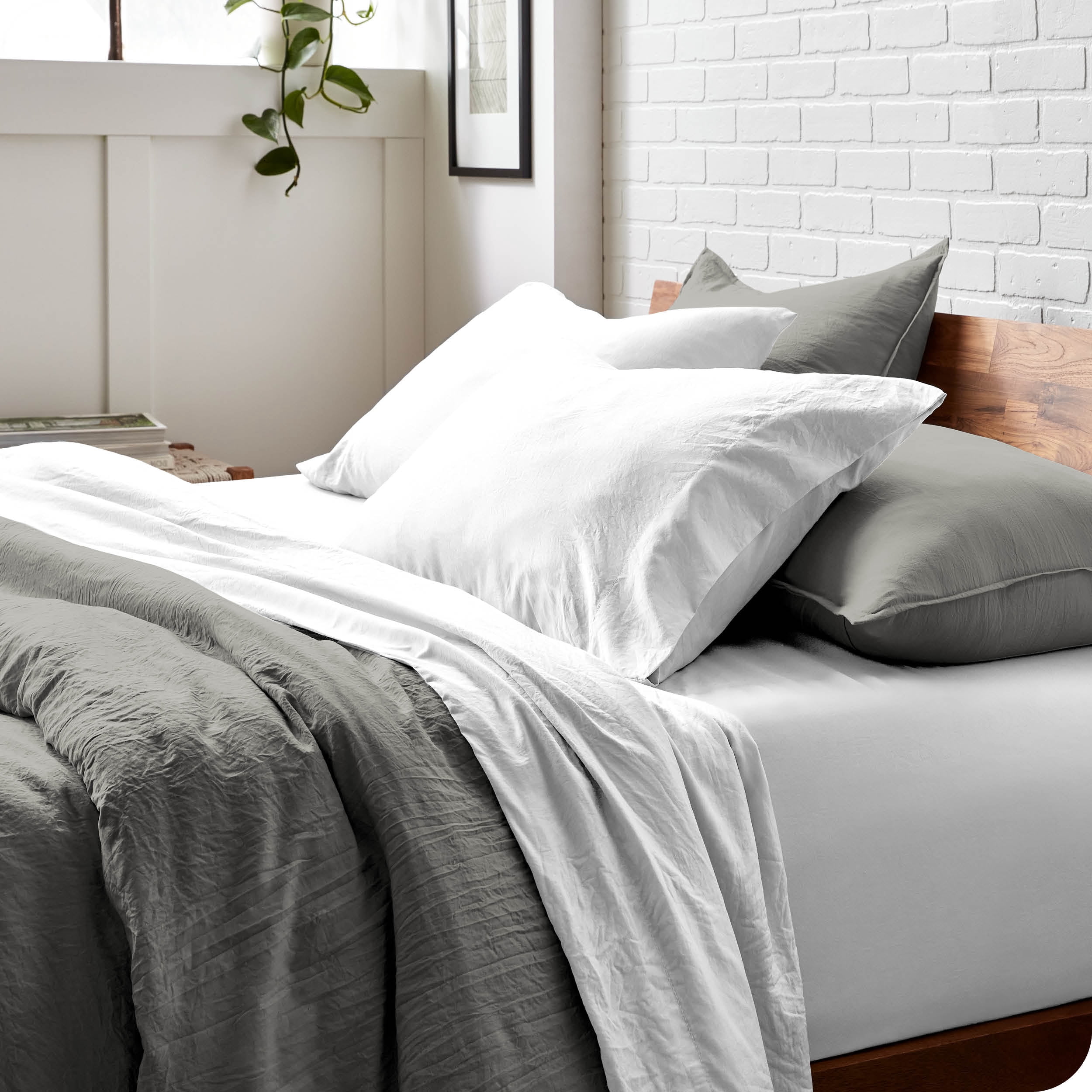 Bare Home Sandwash Microfiber Duvet Cover & Sham Set, Twin/Twin XL, Frost Gray, 2-Pieces