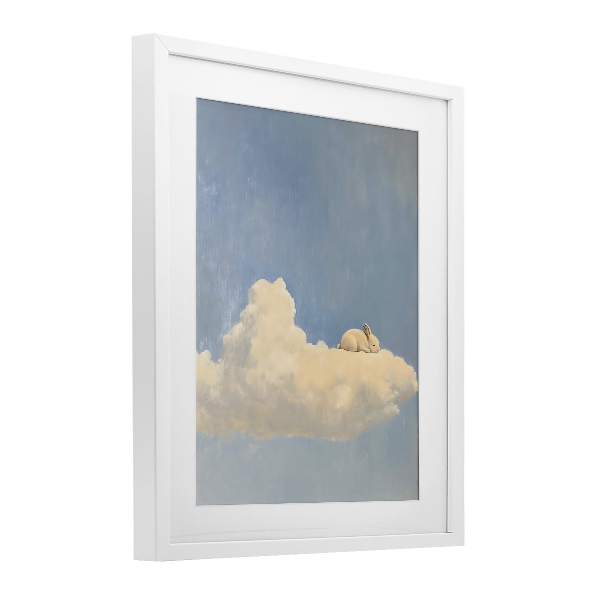 Stupell Industries Sleeping Bunny on Cloud White Framed Print Under Glass, design by The Prints Vibe