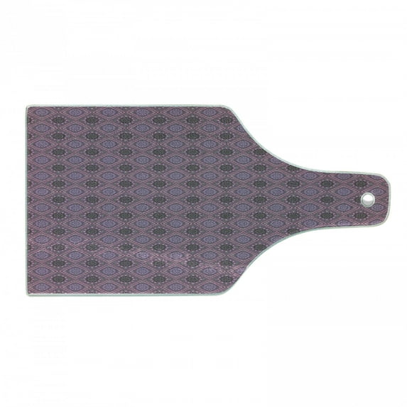 Geometric Cutting Board, Violet Tone Squares Circles and Rhombuses, Decorative Tempered Glass Cutting and Serving Board, in 3 Sizes, by Ambesonne