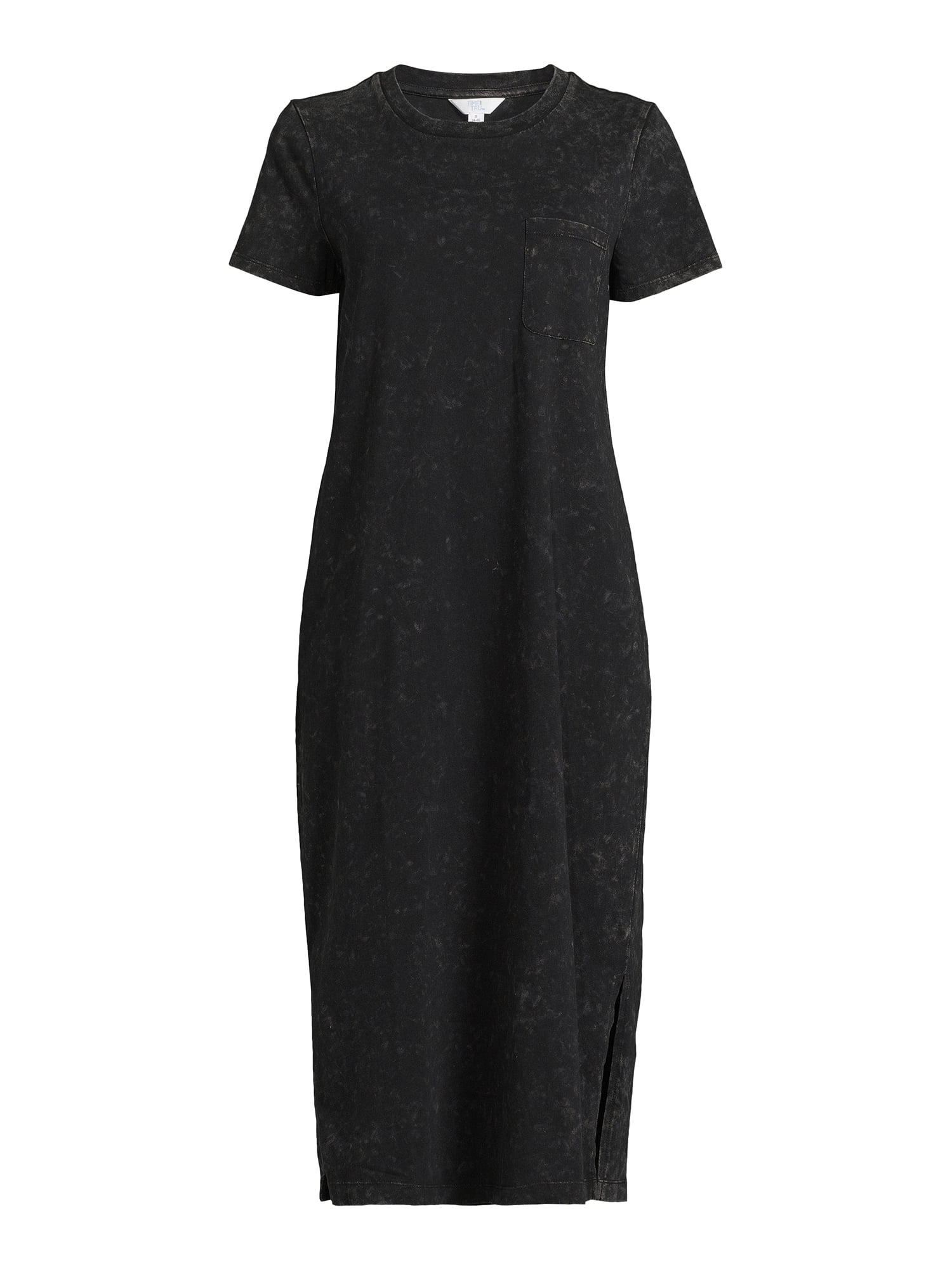 Time and Tru Women's Midi T-Shirt Dress with Short Sleeves