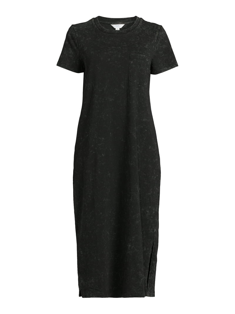 Time and Tru Women's Midi T-Shirt Dress with Short Sleeves