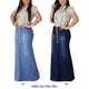 thumbnail image 3 of Minnieouse vaquera larga adelgazante para mujer - vaquera larga de mezclilla lavada con botones favorecedores de ajuste cómodo Faldas Prendas para la parte inferior del cuerpo índigo, 1 L, 3 of 6