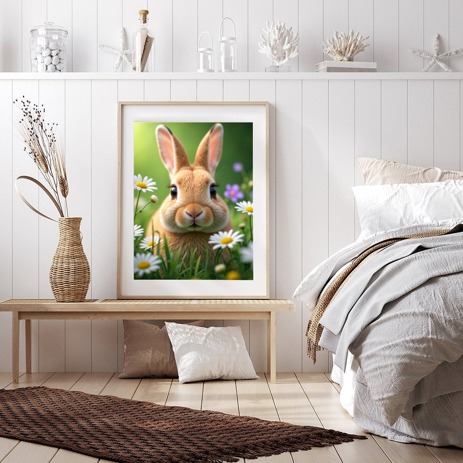 Diamond Art Kit for Adults, Cute Bunny Amidst Spring Blooms Diamond Painting for Adults Beginners, 5D DIY Diamond Art Painting Kits, Colorful Diamond Painting Craft for Home Decor 12x16 Frameless