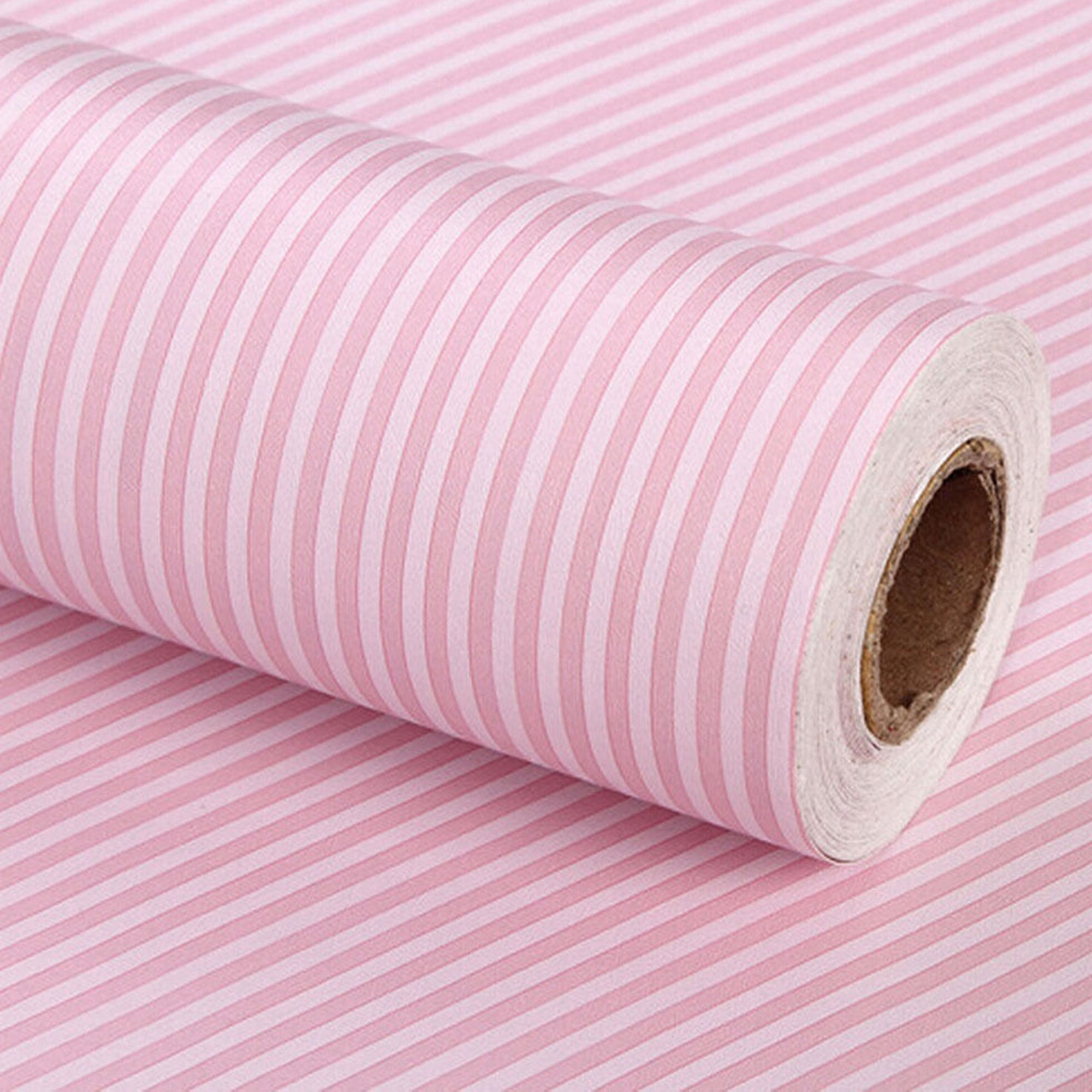 DODOING Pink Stripes Printed Self-Adhesive Wallpaper Film Stick Paper ...