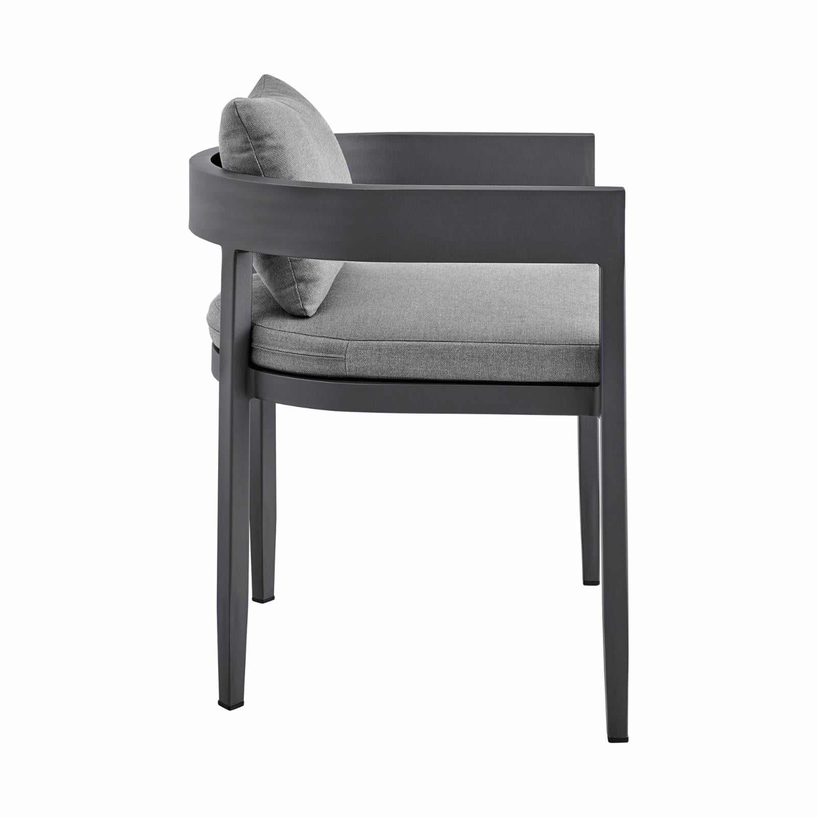 Armen Living Armen Living Argiope Fabric 19" Patio Dining Chairs in Black/Gray (Set of 2)
