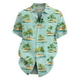 thumbnail image 4 of Dwralegc Button Down Shirt Men Henley Trendy Hawaii Shirts Big & Tall Floral Tropical Print Shirt Summer Short Sleeve Lapel Collar Outfits Cyan M, 4 of 5