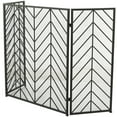 thumbnail image 6 of DecMode 52" x 31" Black Metal Zig Zag Foldable Chevron 3 Panel Geometric Fireplace Screen with Mesh Netting, 1-Piece, 6 of 12