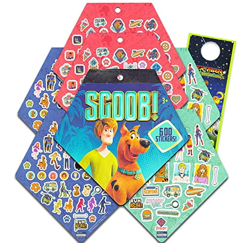 Scooby Doo Ultimate Sticker Pack Set ~ Bundle with 600 Scooby Stickers | Scoob Sticker Books for Kids Party Supplies, Party Favors with Rex-Man Door Hanger
