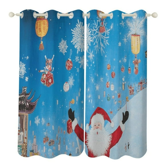 Funny Santa Claus Christmas Blackout Curtains for Bedroom Curtains Insulated Room Darkening Window Drapes for Living Room