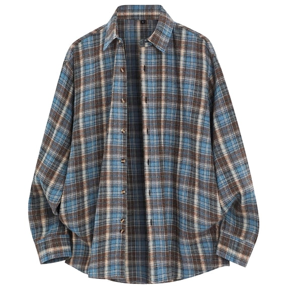Luvrsol Mens Shirts Plaid Collared Long Sleeve Button Up Casual Jacket, M-3XL