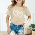 thumbnail image 2 of XXWXYD Little Girls Love Heart Print T-Shirts, Soft Cotton Raglan Tees, Short Sleeve Crewneck Summer Casual Tops for Kids, 2 of 8