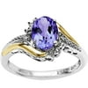 Brilliance Fine Jewelry Amethyst Birthstone and Diamond Accent Ring in Sterling Silver with 10K Yellow Gold