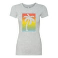 thumbnail image 2 of Tropical Palm Tree Silhouette | Womens Pop Culture Slim Fit Junior Tee, Heather Grey, Small, 2 of 4