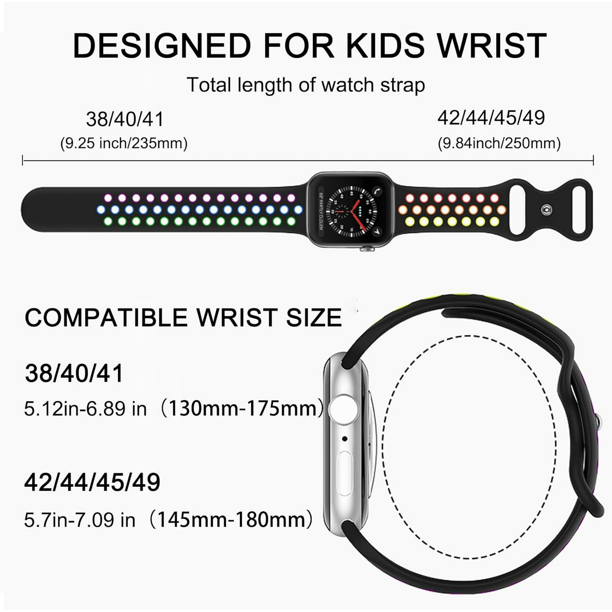 Kids Sports Watch Bands Apple Watch Bands 38mm 40mm 41mm and 42mm 44mm 45mm 49mm Soft Breathable Silicone Smart Watch Bands for iWatch Series 8 7 6 5 4 3 2 1 SE SE2 Ultra Walmart