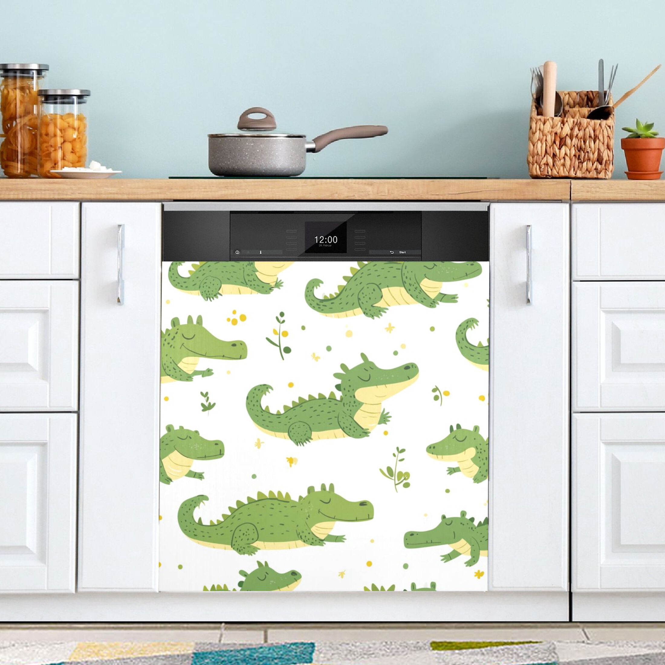 Dishwasher Magnetic Sticker 23x26 Inch Refrigerator Magnetic Sticker Washing Machine Magnetic Sticker Kitchen Panel Magnetic Sticker Home Decor Super Beautiful Crocodile