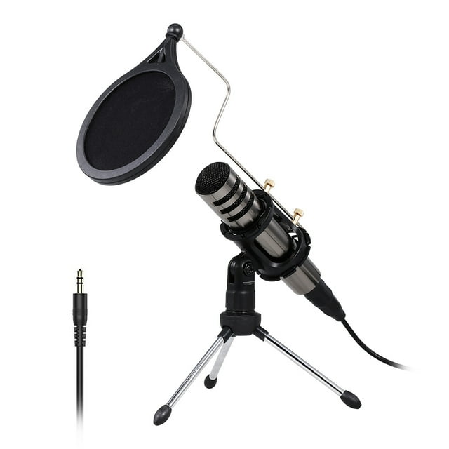 Yeacher Multifunctional Condenser Microphone Recording Microphone Kit 3.5mm Mobile Phone Computer Karaoke Voice Microphone with Tripod