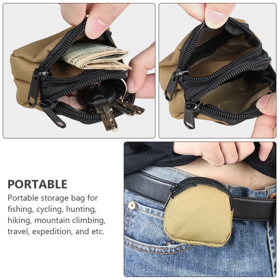 HONMEET Durable Khaki Nylon Waist Storage Pouch for Hiking Cycling and Travel