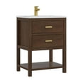 thumbnail image 4 of DELUXE LIVING 24"Bathroom Vanity with Sink, Small Cabinet Single Sink, Storage Venity with Adjustable Feet,Drawers& Easy to Install, Walnut, 4 of 9