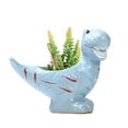 thumbnail image 4 of Ceramic Dinosaur Planter with Tray - Blue Triceratops Succulent Pot, 6 Inch Small Cactus Flower Holder, Cute Desktop Decor for Home Office, Unique Gift for Plant Lovers, 4 of 6