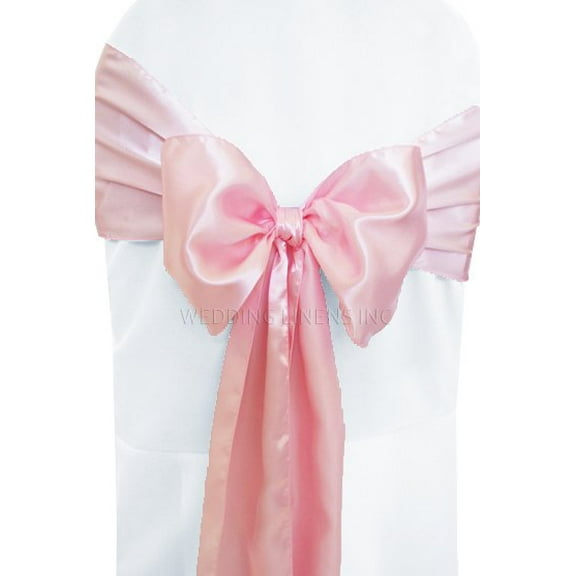 Wedding Linens Inc. (10pcs) 8" x 108" Satin Chair Sashes Chair Sash Bow ties for Wedding Party Catering Banquet Decoration Events - Pink
