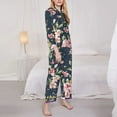 thumbnail image 4 of Kll Vintage Floral Print Women'S Long Sleeve Pajamas With Pants Sleepwear Loungewear 2 Set-Large, 4 of 9