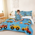 thumbnail image 3 of Castle Fairy Cartoon Construction Truck Twin Bedding Sets 7-Piece for Kids,Cute Excavator Vehicle Bedding Comforter Set for Bedroom,Bright Blue, 3 of 7