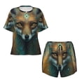 thumbnail image 4 of Lsque Vintage Pattern Fox Women's Short-Sleeved Pajama Set - 2 Piece Soft and Lightweight Sleepwear Set-XX-Large, 4 of 9
