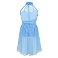 thumbnail image 2 of iiniim Kids Girls Halter Cutouts Modern Lyrical Dance Leotard Tulle Dress Ballet Latin Jazz Ice Skating Light Blue 16, 2 of 7