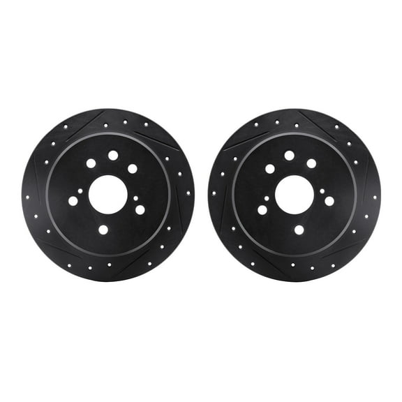 Dynamic Friction Company Rear Brake Rotors-Drilled and Slotted-Black 8002-75028