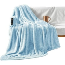 Exclusivo Mezcla Plush Fuzzy Large Fleece Throw Blanket (50" x 70", Light Blue)- Soft, Warm and Lightweight